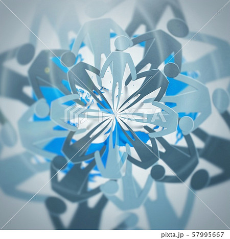 手を繋ぐ人々の輪 57995667