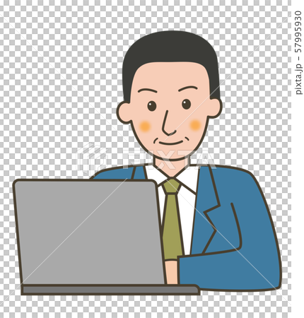 男性　会社員　パソコン	 57995930