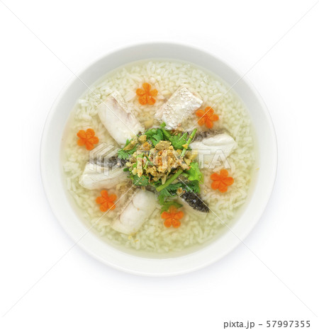 Rice Porridge boiled with Asian Seabass fish Rice Porridge boiled with Asian Seabass fish 57997355