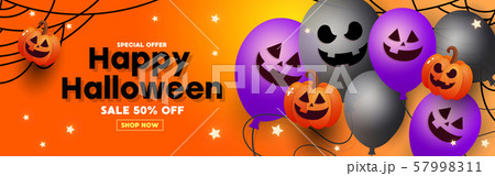 Halloween Sale banner with calligraphy text, paper Halloween Sale banner with calligraphy text, paper 57998311
