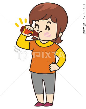 栄養ドリンクを飲む若い女性のイラスト素材