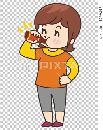 栄養ドリンクを飲む若い女性 57998424