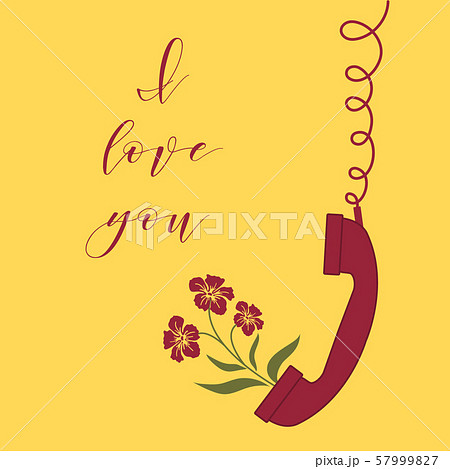 Handle handset and flowers Romantic background. Handle handset and flowers Romantic background. 57999827