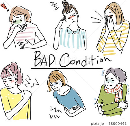 風邪の女性:セット バリエーション 風邪の女性:セット バリエーション 58000441