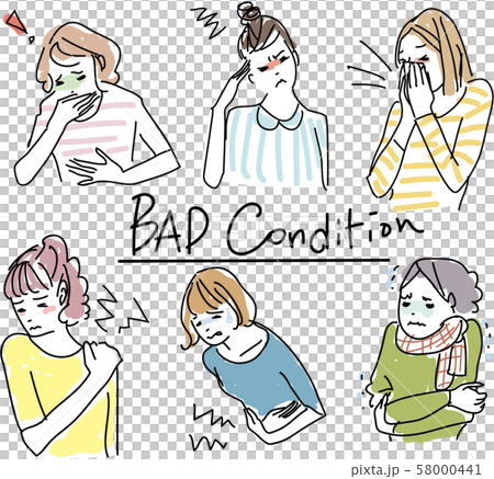 風邪の女性:セット バリエーション 風邪の女性:セット バリエーション 58000441