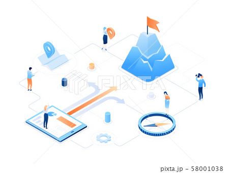 Goal achievement - modern colorful isometric vector illustration 58001038