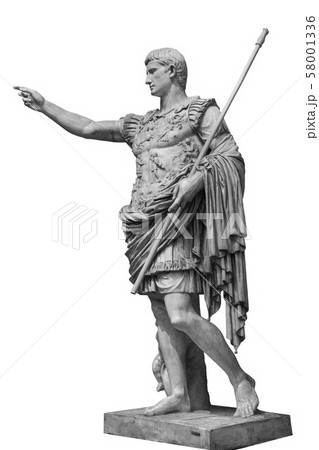Caesar Augustus, the first emperor of Ancient Rome. Bronze monumental statue in the center of Rome Caesar Augustus, the first emperor of Ancient Rome. Bronze monumental statue in the center of Rome 58001336