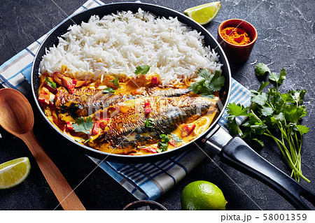 Yellow curry, Panang curry with Grilled Saba fish 58001359