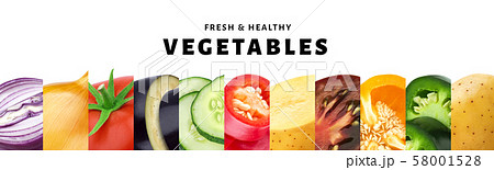 Collage of vegetable isolated on white background with copy space 58001528