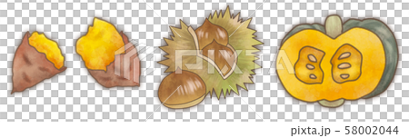 秋の味覚 いもくりかぼちゃ 芋栗南瓜 イラスト素材 ふんわりシャドウ 秋の味覚 いもくりかぼちゃ 芋栗南瓜 イラスト素材 ふんわりシャドウ 58002044