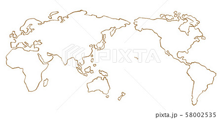 世界地図 手描き 線画 ベクターのイラスト素材
