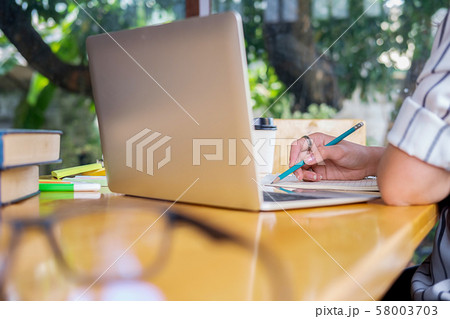 Education concept. Students studying and 58003703