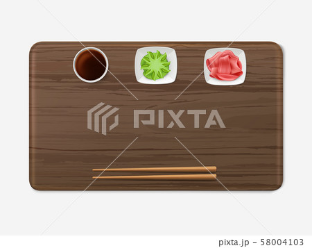 Sushi tray with condiments set japanese cuisine 58004103