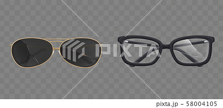 Broken eyeglasses and sunglasses, goggles set 58004105