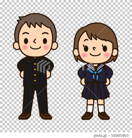 学生服の男女 自慢のイラスト素材