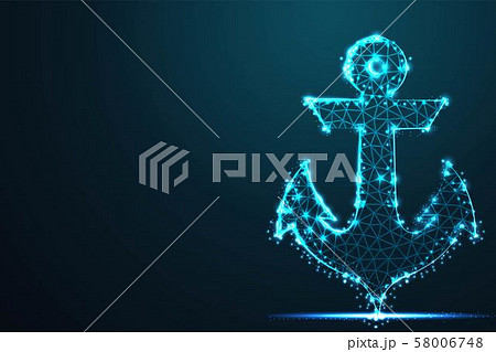anchor, nautical, maritime, Abstract 3d polygonal anchor, nautical, maritime, Abstract 3d polygonal 58006748