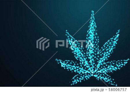 Marijuana, cannabis leaf, Abstract 3d polygonal Marijuana, cannabis leaf, Abstract 3d polygonal 58006757