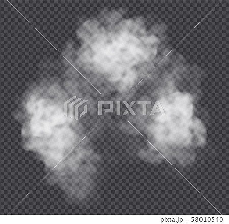 Fog or smoke cloud isolated on transparent background. Realistic smog, haze, mist or cloudiness 58010540