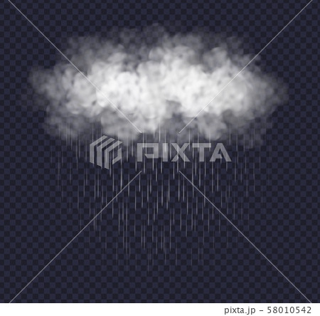 Rainy cloud isolated on transparent background. Realistic storm cloud with rain. 58010542