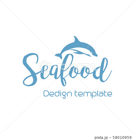 Seafood lettering design with dolphin 58010959