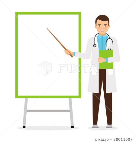 Doctor with flip chart board Doctor with flip chart board 58011607