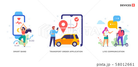 People use smartphones, leisure tourism, sport People use smartphones, leisure tourism, sport 58012661