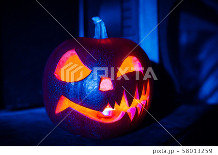 Halloween pumpkin lantern Jack at night Halloween pumpkin lantern Jack at night 58013259