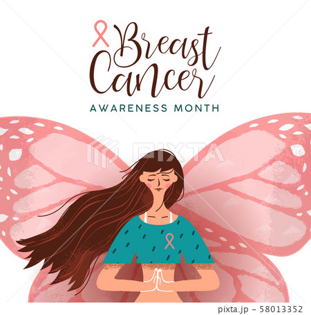 Breast cancer awareness pink butterfly woman 58013352