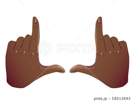 Black Hands Frame Cropping Gesture. Flat Framing hands horizontal cropping. African American Hands 58013693