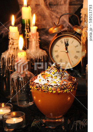 Pumpkin dessert with whipped cream 58013793