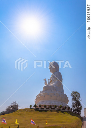 white big Guanyin statue in blue sky 58013987