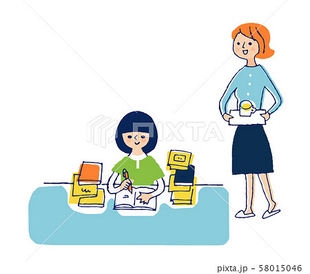 勉強をする女の子と母親 58015046