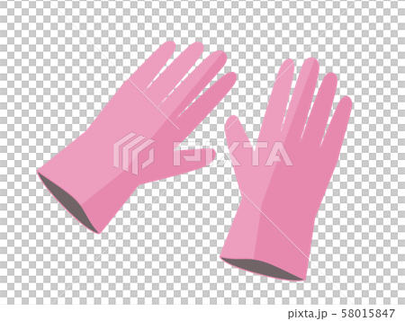 Simple illustration of pink rubber gloves Simple illustration of pink rubber gloves 58015847