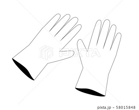 ゴム手袋のシンプルなモノクロイラストのイラスト素材 58015848 Pixta