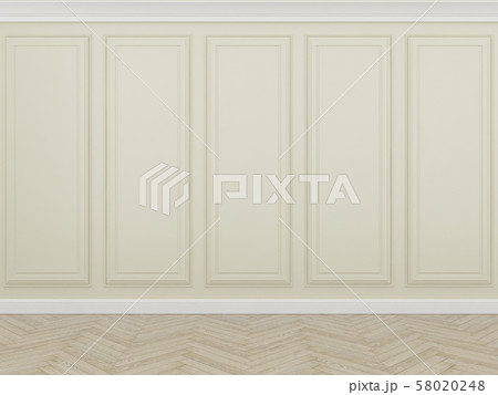 classic cream wall with wood floor,3d render classic cream wall with wood floor,3d render 58020248