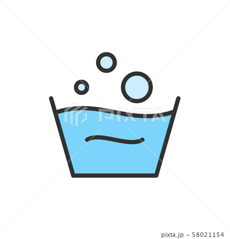 Vector washing instruction, rinsing flat color line icon. Vector washing instruction, rinsing flat color line icon. 58021154