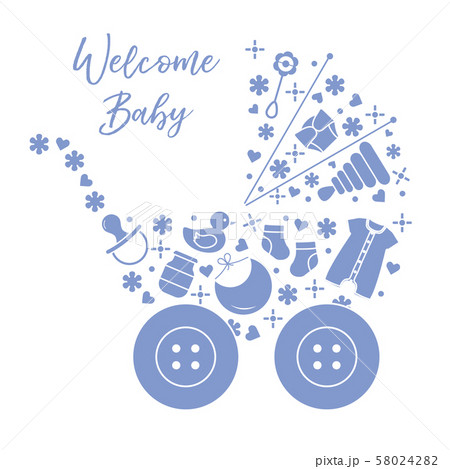 Newborn baby vector illustration Baby stroller 58024282