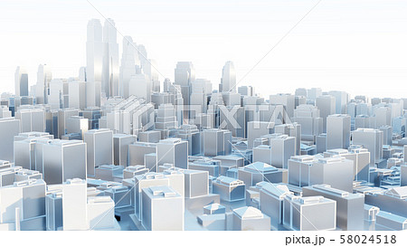 3d abstract modern city in sunny day 58024518
