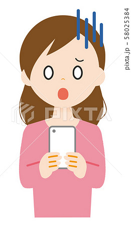 女性　スマートフォン　ショック 58025384