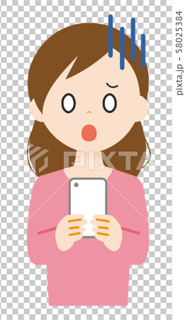 女性　スマートフォン　ショック 58025384