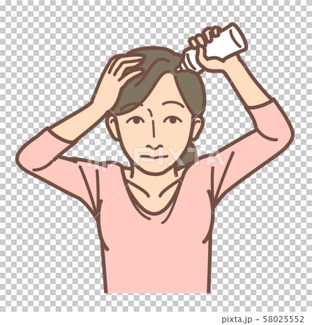 育毛剤塗布女性　 58025552
