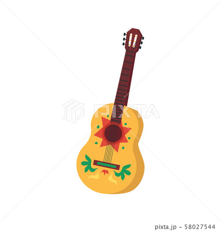 Mexican guitar for Cinco de Mayo holiday flat vector illustration isolated. Mexican guitar for Cinco de Mayo holiday flat vector illustration isolated. 58027544
