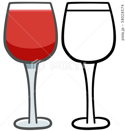 Red wine glass in colored and line versions 58028574