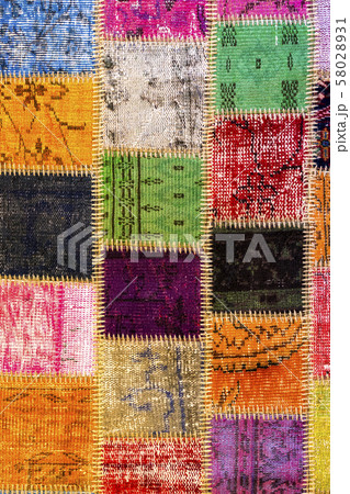 Texture of a piece of old carpet to sew thick threads  58028931