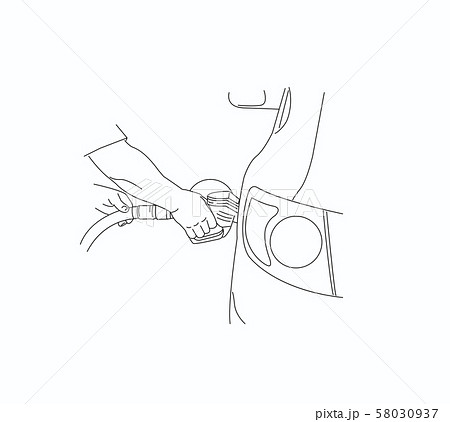 Man refueller hand fuels the car on the gas station, linear line illustration 58030937