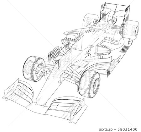 Racing car. Wire-frame. EPS10 format. Vector rendering of 3d. 58031400