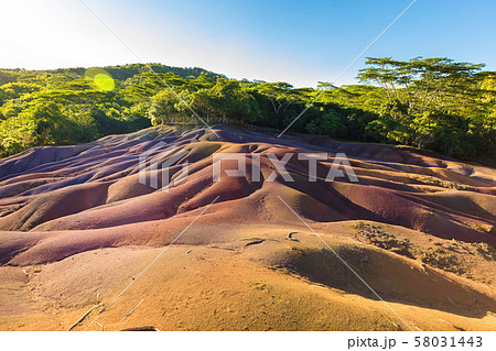 Seven Coloured Earth on Chamarel in Mauritius island 58031443