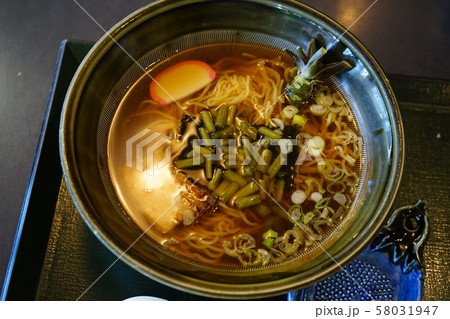 道の駅みやもりで食べた特産品の山葵が入ったわさびラーメン 58031947