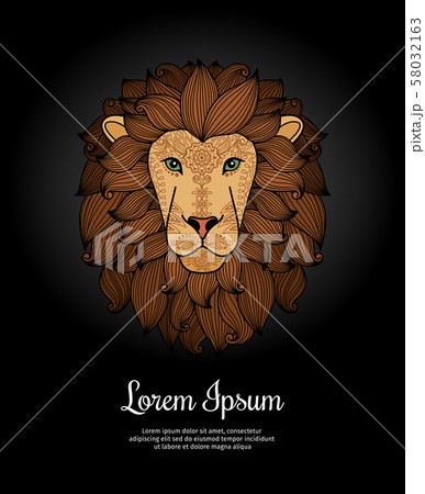 Lion Head Card Templateのイラスト素材