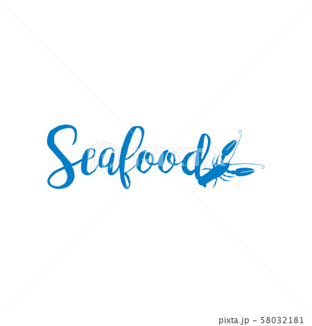 Seafood lettering design isolated on white 58032181